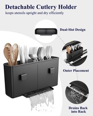 Kitsure Dish Drying Rack – Multi-Functional 15.7″ x 12.0″ x 5.5″, Black