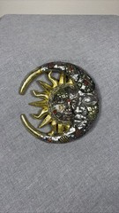 Celestial Sun Moon Wall Plaque Gold Silver Mosaic Boho Decor Hanging
