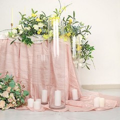 CLEAR 2 Round 32″ Cylinder Glass Flower VASES Centerpieces Party Decorations