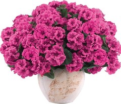12-Pack UV Resistant Silk Geranium Flowers, Rose Red