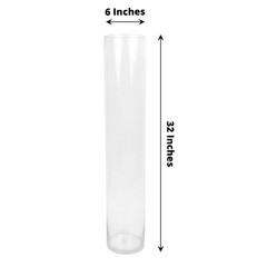 CLEAR 2 Round 32″ Cylinder Glass Flower VASES Centerpieces Party Decorations