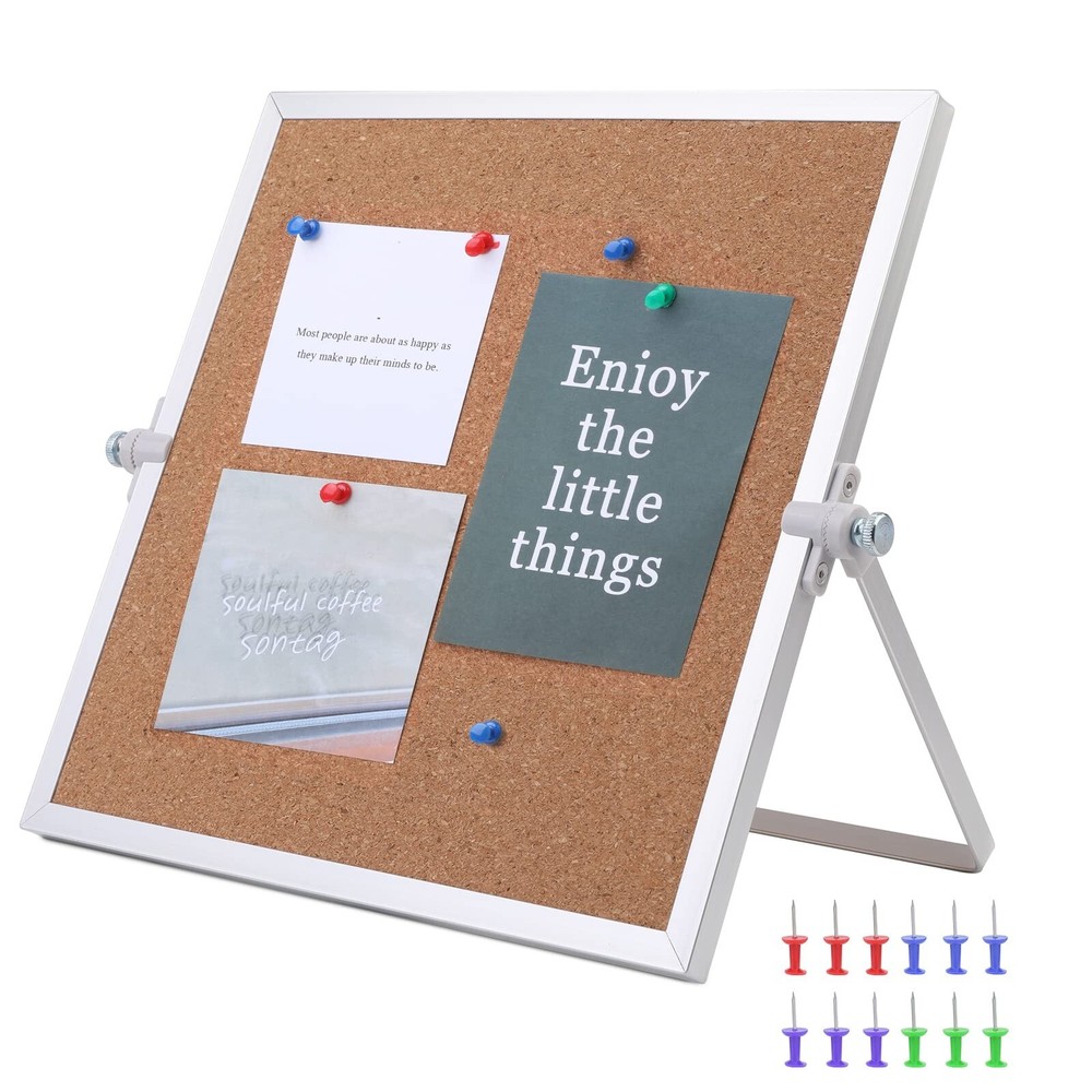 9.8 x 9.8 Cork Board Bulletin Board, Double Sided Pin Board with Silver Alumi…