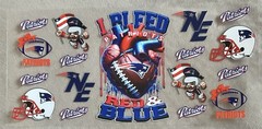 NEW ENGLAND Football Team UV DTF Transfer Sticker Cup Wrap DIY Cups Bottles