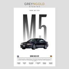 BMW M5 E39 Car Poster Wall Art Print pick size A4/A3/A2/90x60cm