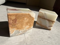 Vintage White Onyx Marble Cube Paperweight Bookend Decor 70’s