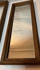 Pair Vintage Solid Oak Wood Wall Mirrors 30×8 Rustic Farmhouse Rectangular