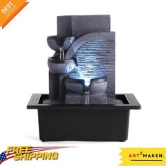 Compact Tabletop Water Fountain with LED Light – Relaxation for Home & Office