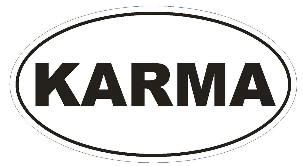 KARMA Oval Bumper Sticker or Helmet Sticker D153 Euro Oval