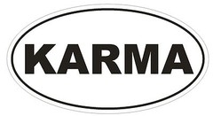 KARMA Oval Bumper Sticker or Helmet Sticker D153 Euro Oval