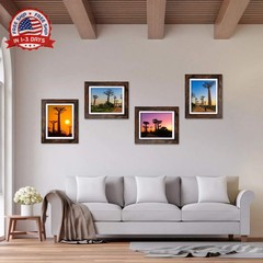 8×10 Picture Frames Rustic Brown Engineered Wood 4 Pcs for Wall Tabletop