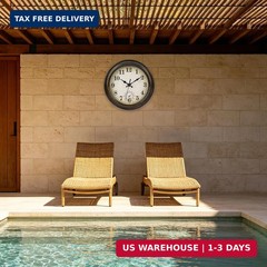 Outdoor Clocks Waterproof with Thermometer Combo Vintage Rustic Wall Clock for P