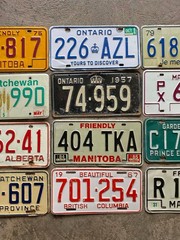 Vintage Canada Decorator Flea Market License Plate Lot AB BC MB OT PEI QC SK
