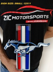 Ford Mustang Pony Color Tri-Bar Steel Sign