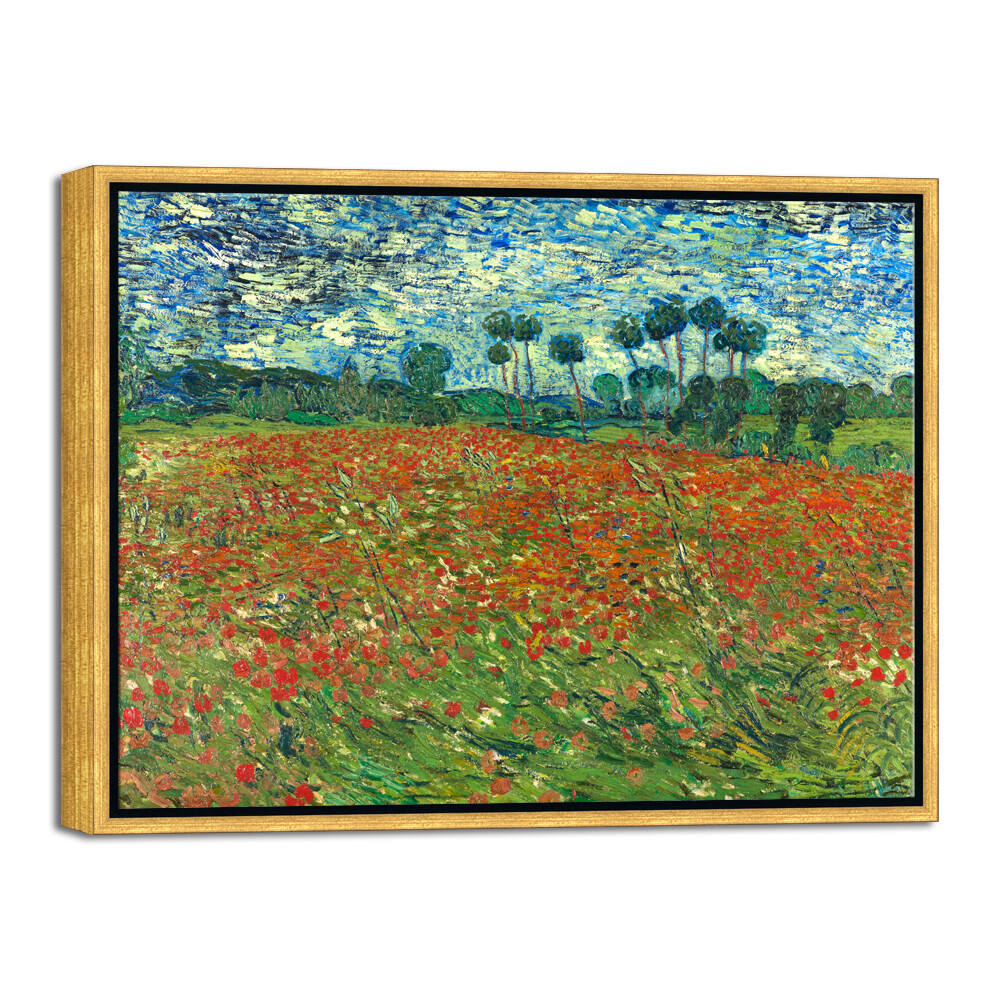 Framed Poppy Field June 1890 Canvas Print Van Gogh Paintings Repro Wall Art