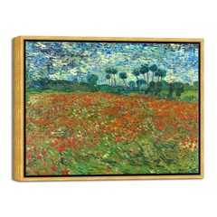 Framed Poppy Field June 1890 Canvas Print Van Gogh Paintings Repro Wall Art