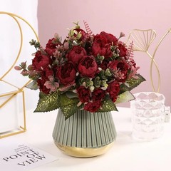 A bouquet of European-style faux peony simulation flowers for home decor