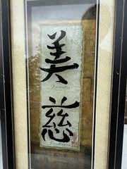 Set 2 Chinese Wall Art Framed & Matted Shadow Box Beauty and Kindness Wisdom