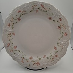 Vtg 10″ Plate Scalloped Pink Green Floral Shabby Romantic Decor Gallery Wall