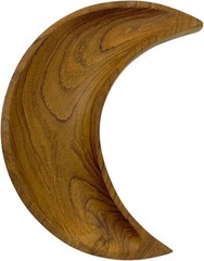 Wooden Moon Crescent Decorative Dish Carved Teak, 8 x 3 Inches Celestial