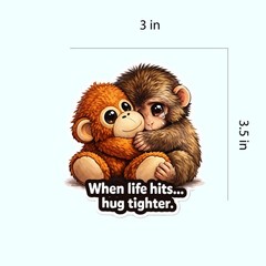 Punch Monkey “When Life Hits” Vinyl Sticker 3×3.5in Pack of 2