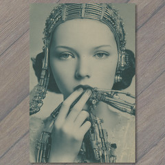 Art Print Retro Futurist Cyborg Woman Mechanical Portrait