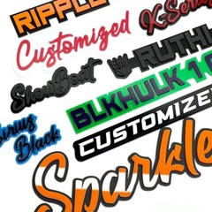 Custom Car Acrylic Emblem Badge MULTI COLOR Customized Text Names