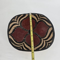 Hand Painted Wooden Decorative Bowl Floral Geometric Tribal Boho Centerpiece 8.5