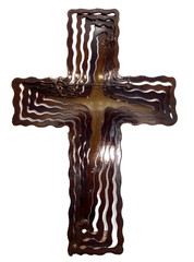 Jeweled Steel Spiral CROSS 2006 Laser Cut Hanging Wall Art David Broussard 12″