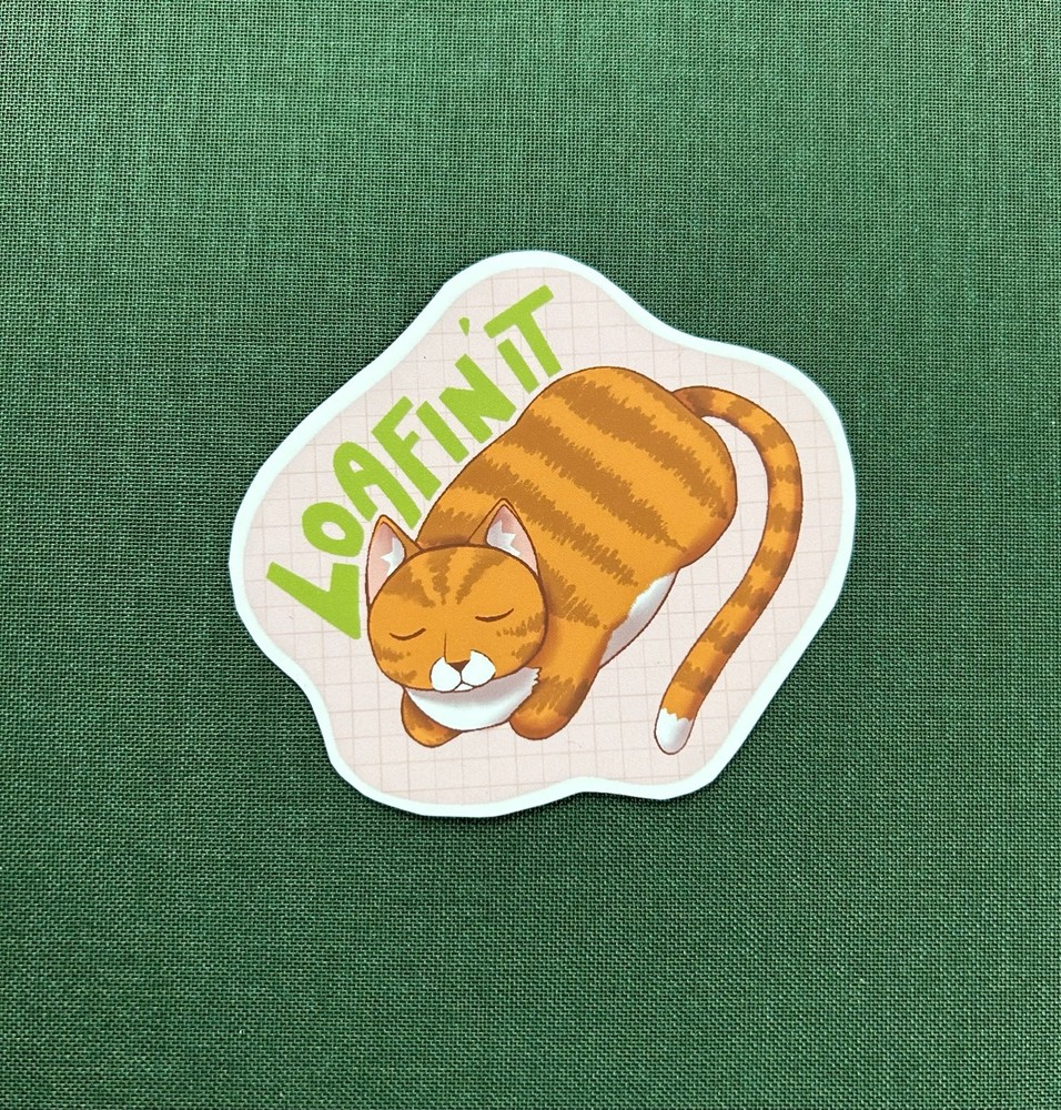 STICKER – «Loafin It» Cat Sticker, 4 inches, glossy sticker original art