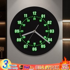 Military Time 12/24 Hours Display Wall Clock Watch Style with LED Backlight