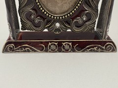 5×5 Cast Iron Bi jou Swivel Picture Frame Tilting Palms Leopard Jems 2×3 Picture