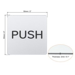 2Pcs Push Pull Door Sign Adhesive Square Acrylic Sticker Marker Silver
