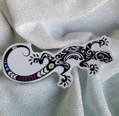 STKR077 BLACK & White LIZARD Color Splash Shaped Sticker Reptile Gecko Chameleon