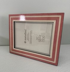 NEW Natalini Handmade 5 x 7″ Italy Lacquer Photo Picture Frame Wood Pink Cream