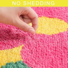 Flower Bath Mat, Cute Funny Colorful Bathroom Rugs Microfiber Absorbent Non Slip