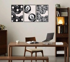 3Pcs Trendy Black White Canvas Wall Art Lucky 8 Wall Decor Pictures Disco Pos…