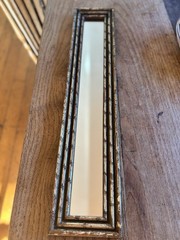 Vintage Faux Bamboo Gilt Hollywood Regency Style Thin Accent Wall Mirror