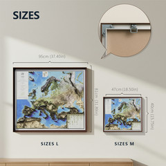 Real 3D raised relief map of Europe – with touchable mountain peaks.