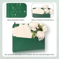 Wall Mount Faux Leather PU Leather Mail Holder Letter Holder Stylish Wall Green