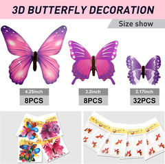 96 Pieces Glow in the Dark Luminous 3D Butterfly Wall Decals Decor Removable But