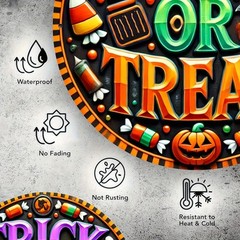 2D Flat – 1pc 8×8 inches Aluminum Halloween Prank or Collect Tin Metal Signs, Vi