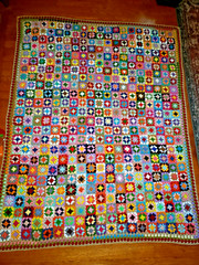 NWT Alpaca Knitted Granny square Crochet Blanket throw afghan 68” x 53”