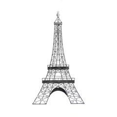 18 In. X 32 In. Metal Black 3D Wire Eiffel Tower Wall Decor with Crystal Embelli
