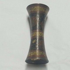 Hand Etched Solid Brass Bud Vase 6» Tall Peacock Vines 4 paint colors, Vintage