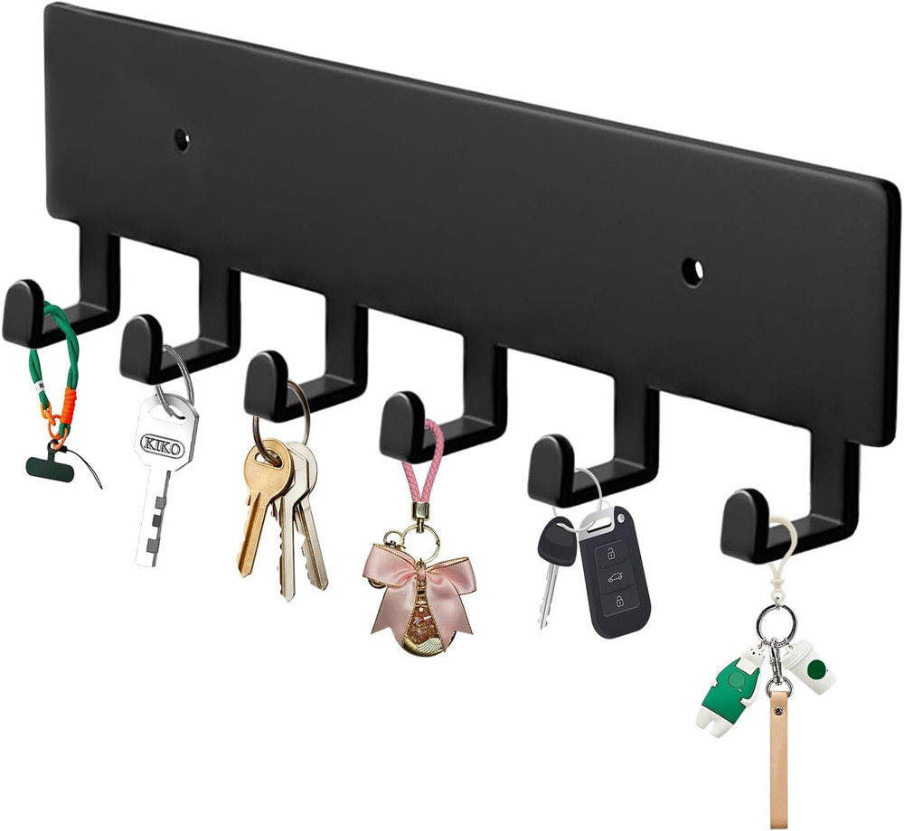 Key Holder Wall Mount with 6 Hooks – Key Rack Organizer for Entryway, Kitchen &