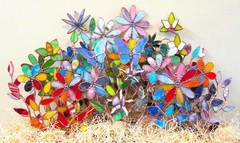 Stained Glass Bumblebee Bee Garden Stakes (x2) Suncatcher Floral Art