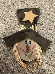 Rustic Scarecrow Wall Hanging Fall Autumn Decor Straw Hair Wooden Face