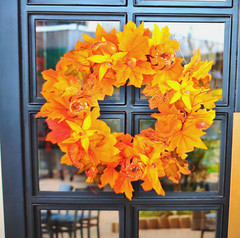 Artificial Seasonal Wreath for Front Door or Porch, Autumn Fall