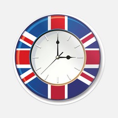 United Kingdom Clock With National Flag Car Bumper Sticker Decal