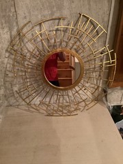 Safavieh New York Barnes 30-in W x 30-in H Round Gold Foil Framed Wall Mirror